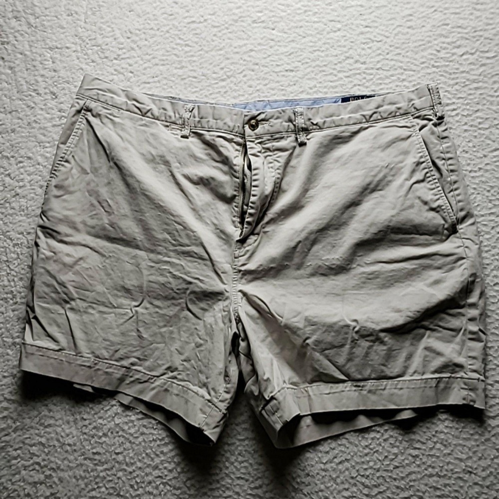 Polo Ralph Lauren Shorts Mens 42 Beige Classic Fit Chino 6 Inseam Casual Summer